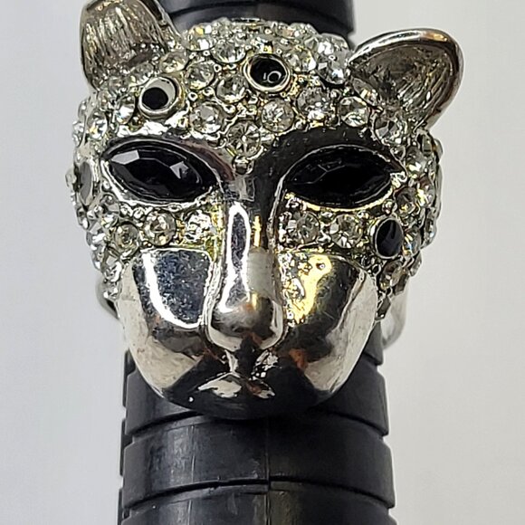 Crystal Leopard Face Adjustable Ring - Picture 6 of 9